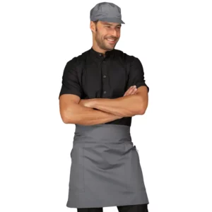 Delantal de cintura Isacco Ballantyne 085612, color Gris, vista frontal con modelo