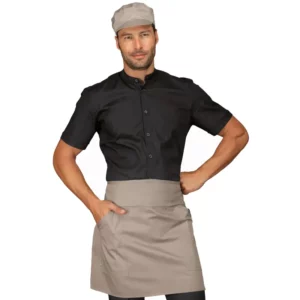 Delantal de cintura Isacco Ballantyne 085635, color Tortora, vista frontal con modelo