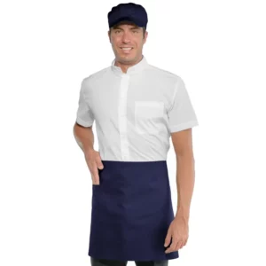 Delantal de cintura Isacco 086002, color Blu, vista frontal con modelo