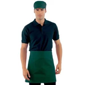 Delantal de cintura Isacco 086004, color Verdone, vista frontal con modelo