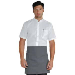 Delantal de cintura Isacco 086012, color Gris, vista frontal con modelo
