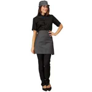 Delantal de cintura Isacco 086041, color Black jeans, vista amplia frontal con modelo
