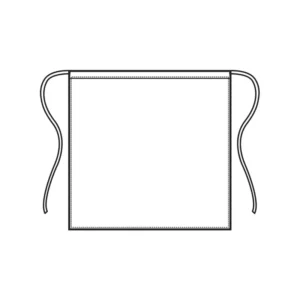 Delantal de cintura Isacco 086100, color Blanco, esquema frontal con cintas