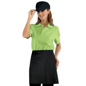 Delantal de cintura Isacco 086200, color Negro, vista frontal con modelo