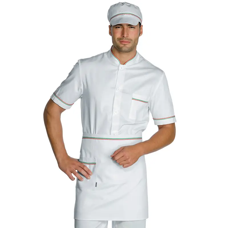 Delantal de cintura Isacco 086310 1 Delantal de cintura Isacco 086310, color Blanco/Tricolor, vista frontal con modelo