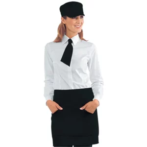 Delantal de cintura Isacco Orleans 086601, color Negro, vista frontal con modelo