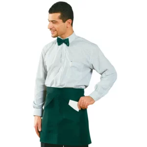 Delantal de cintura Isacco Orleans 086604, color Verdone, vista frontal con modelo