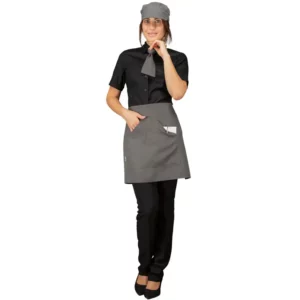 Delantal de cintura Isacco Orleans 086621, color Smoke, segunda vista frontal con modelo