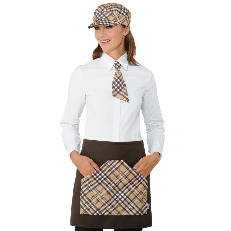Delantal Isacco Orleans 086662 1 Delantal de cintura Isacco Orleans 086662, color Moro/Tartan 415, vista frontal con modelo