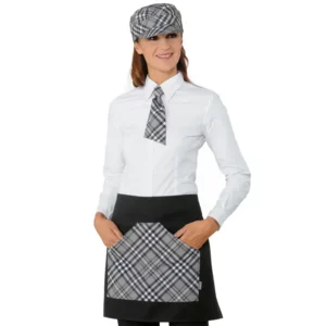 Delantal de cintura Isacco Orleans 086669, color Tartan 412, vista frontal con modelo