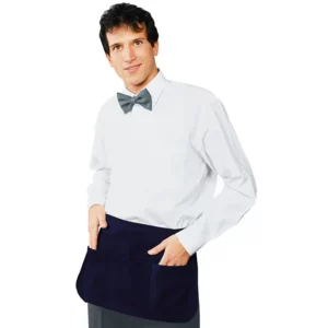 Delantal de cintura Isacco Pub 086702, color Blu, vista frontal con modelo