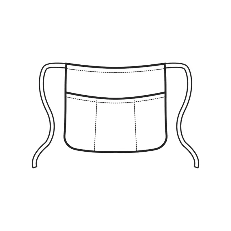 Delantal Isacco Pub 086708 2 Delantal de cintura Isacco Pub 086708, color Gessato, esquema frontal con cintas