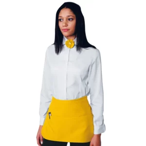 Delantal de cintura Isacco Pub 086714, color Sole, vista frontal con modelo