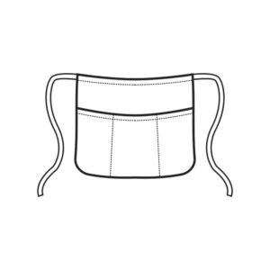 Delantal de cintura Isacco Pub 086719, color Lincoln, esquema frontal con cintas