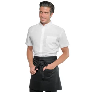 Delantal de cintura Isacco Creta 086801, color Negro, vista frontal con modelo