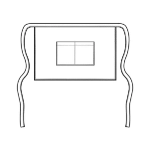 Delantal de cintura Isacco Creta 086816, color Strong, esquema frontal con cintas