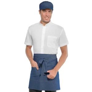 Delantal de cintura Isacco Creta 086877, color Jeans, vista frontal con modelo