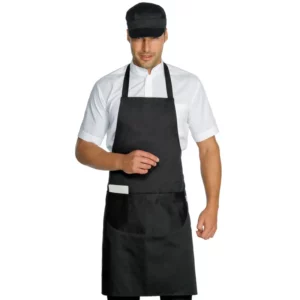 Delantal con peto Isacco 087001, Negro, vista con modelo