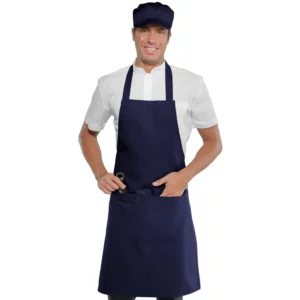 Delantal con peto Isacco 087002, Blu, vista con modelo
