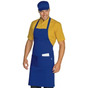 Delantal con peto Isacco 087006, Blu cina, vista con modelo