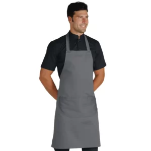 Delantal con peto Isacco 087012, Gris, vista con modelo