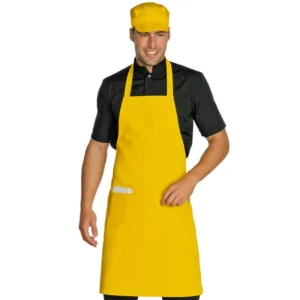 Delantal con peto Isacco 087014, Amarillo, vista con modelo
