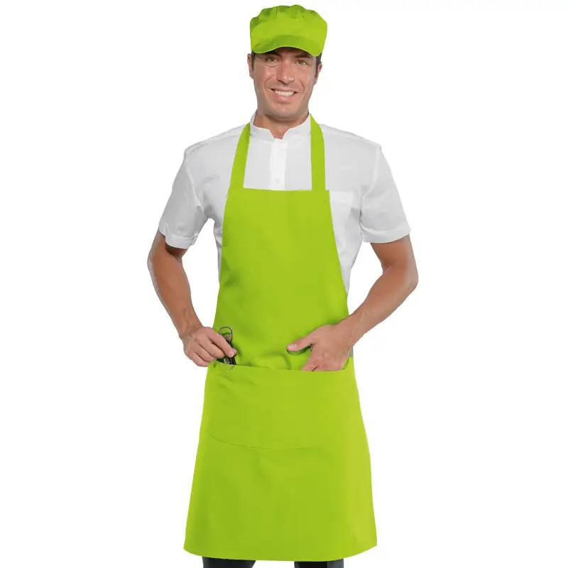 Delantal con peto Isacco 087026 1 Delantal con peto Isacco 087026, Mela, vista con modelo