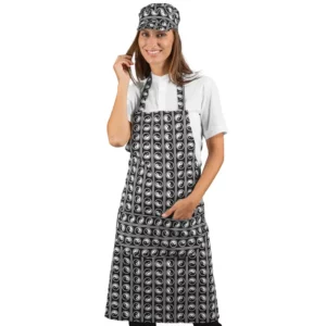 Delantal con peto Isacco 087031, Yin yang, vista con modelo