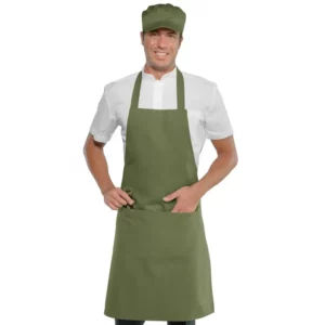 Delantal con peto Isacco 087034, Militare, vista con modelo