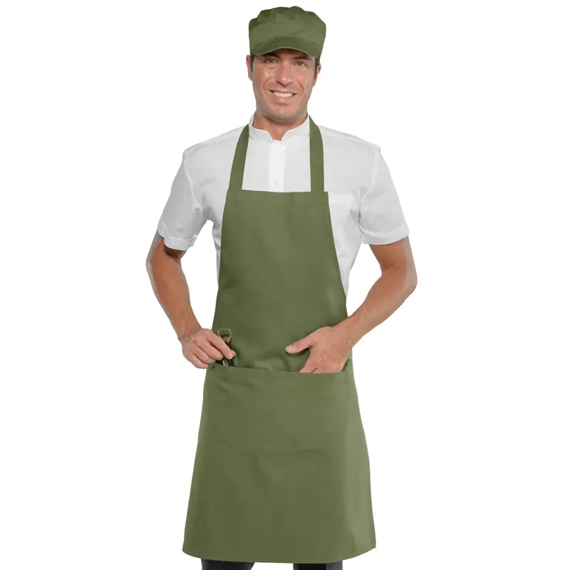 Delantal con peto Isacco 087034 1 Delantal con peto Isacco 087034, Militare, vista con modelo