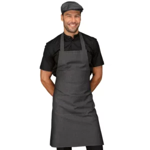 Delantal con peto Isacco 087041, Black jeans, vista con modelo