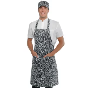 Delantal con peto Isacco 087072, Sushi 01, vista con modelo
