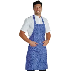 Delantal con peto Isacco 087075, City 06 azul, vista con modelo