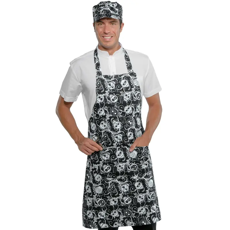 Delantal con peto Isacco 087176 1 Delantal con peto Isacco 087176, Skull 12, vista con modelo