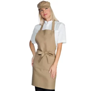 Delantal con peto Isacco Martinica 087215, Corda, vista con modelo