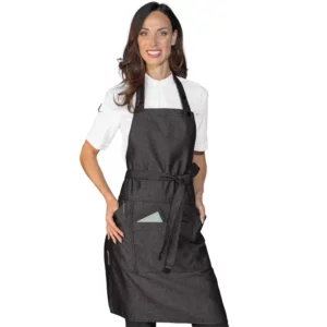Delantal Isacco Gladiator Stone 087481, Negro, vista con modelo