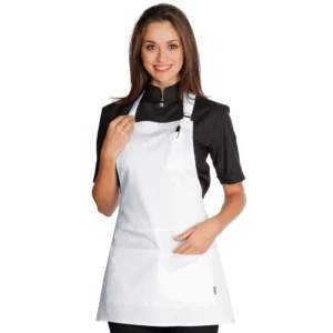 Delantal Isacco Piccadilly 087500, Blanco, vista con modelo