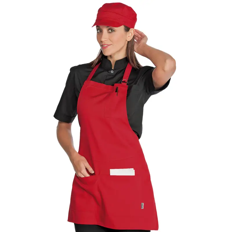 Delantal Isacco Piccadilly 087507 1 Delantal Isacco Piccadilly 087507, Rojo, vista con modelo