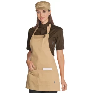 Delantal Isacco Piccadilly 087515, Biscotto, vista con modelo