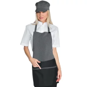 Delantal con peto Isacco Brooklyn 087608, Gessato, vista con modelo