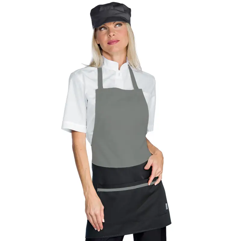 Delantal con peto Isacco Brooklyn 087687 1 Delantal con peto Isacco Brooklyn 087687, Gris/Antracita, vista con modelo