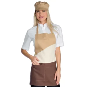 Delantal con peto Isacco Lollipop 087715, Cacao/Biscotto, vista con modelo