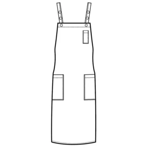 Delantal con peto Isacco Gordon Extra Large 087971, Negro, esquema de vista frontal