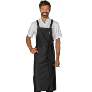 Delantal con peto Isacco Gordon Extra Large 087971, Negro, vista frontal con modelo