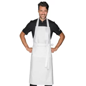 Delantal con peto Isacco Bombay Extra Large 087980, Blanco, vista frontal con modelo
