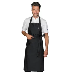 Delantal con peto Isacco Bombay Extra Large 087981, Negro, vista frontal con modelo
