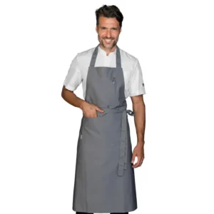 Delantal con peto Isacco Bombay Extra Large 087988, Gris, vista frontal con modelo