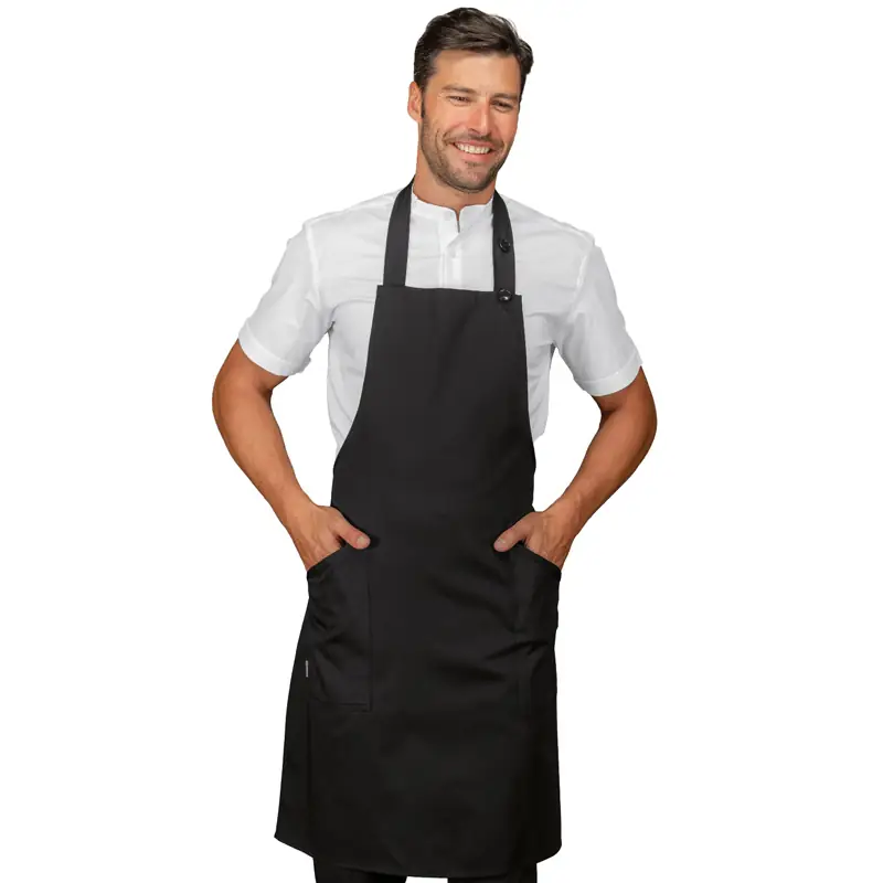 Delantal con peto Isacco Champagne 088001 1 Delantal con peto Isacco Champagne 088001, Negro, vista con modelo