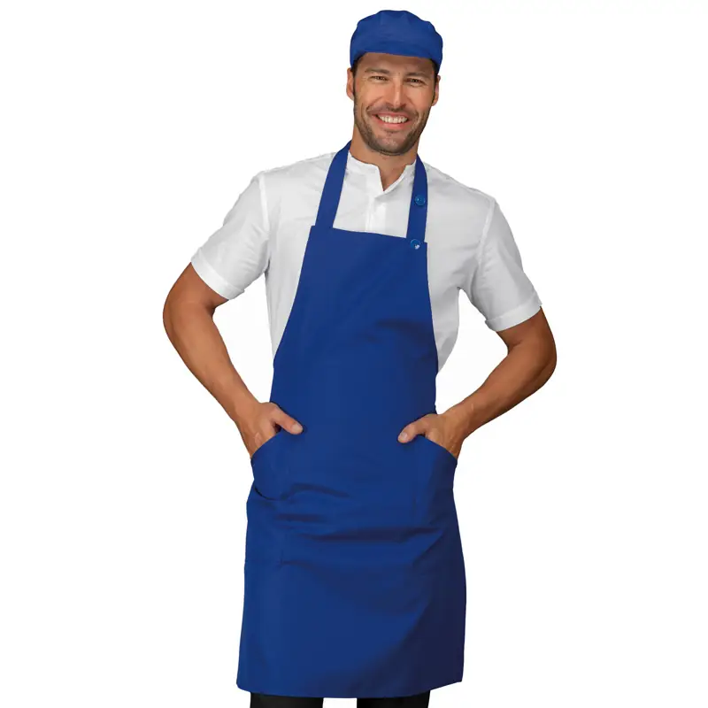 Delantal con peto Isacco Champagne 088006 1 Delantal con peto Isacco Champagne 088006, Azul royal, vista con modelo