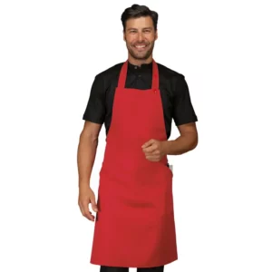 Delantal con peto Isacco Champagne 088007, Rojo, vista con modelo